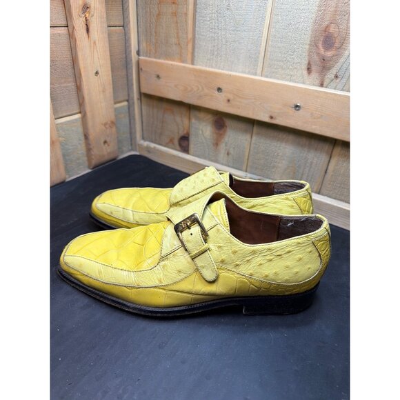 Marco Vicci Yellow Ostrich & Croc Leather Monk Strap Dress Shoes Size 8.5 main image 6